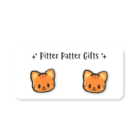 Kawaii ORANGE Cat Earrings, Ginger Cat Earrings, Cute Earrings