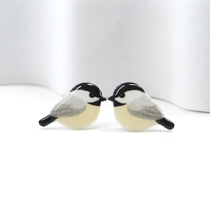 Chickadee Bird Earrings • Realistic Bird Studs for Nature Lovers • Gift for Bird Watcher • Lightweight Earrings with Titanium Posts
