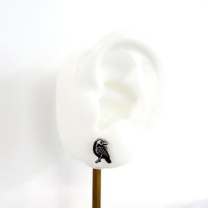 Raven SKELETON Earrings, Gothic Witchy Halloween Earrings, Hypoallergenic Titanium Posts image 3