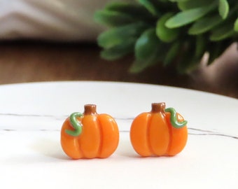 Dainty Pumpkin Earrings | Fall Earrings | 9mm | Petite Pumpkin Studs | Thanksgiving Earrings