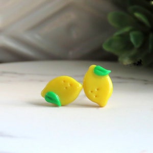 Lemon Earrings, Titanium Earrings, Kawaii Earrings, Yellow Earrings Studs, Fruit Earrings, Hypoallergenic, Nickel Free Earrings