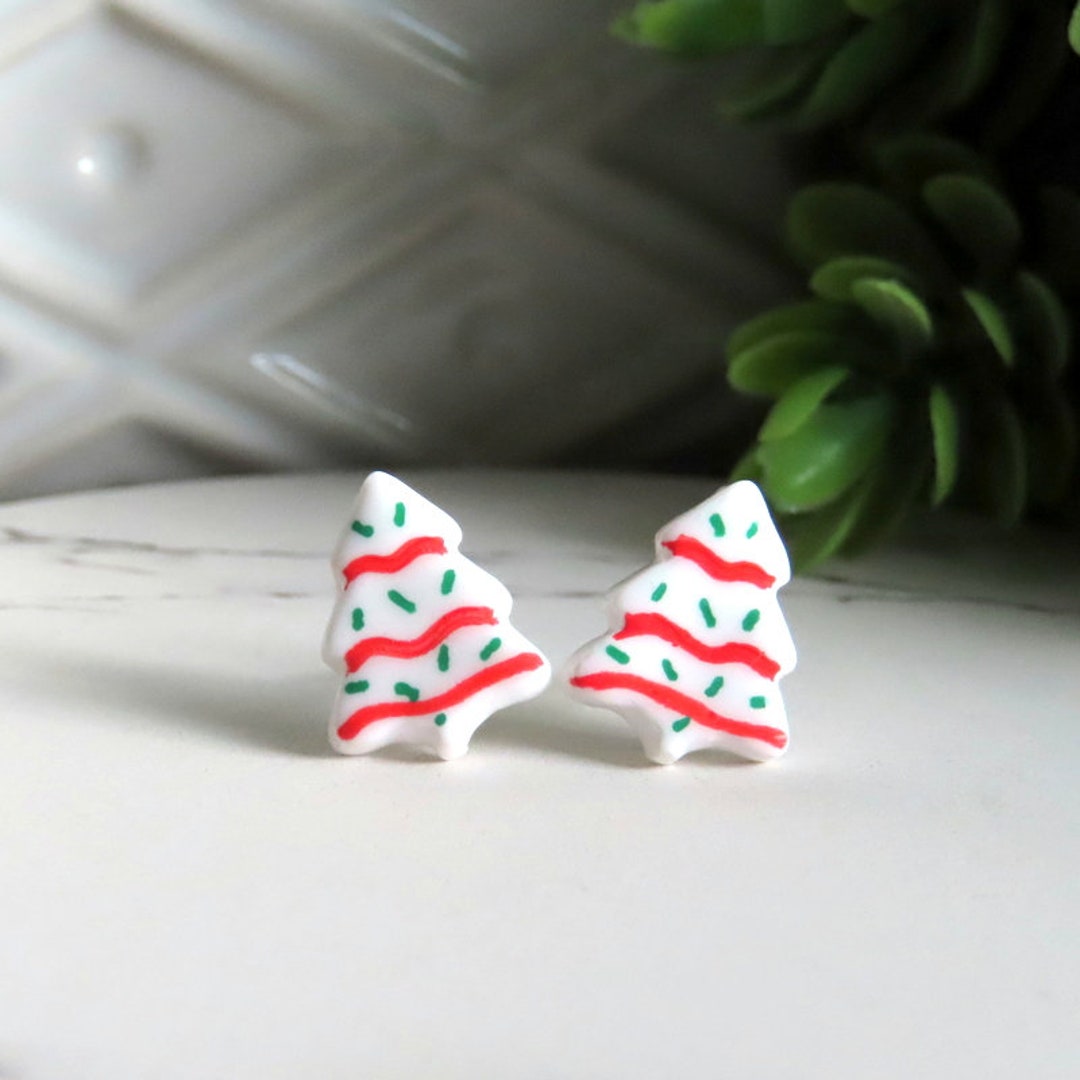 Christmas Tree Cake Earrings, Cute Christmas Gift for Teachers
