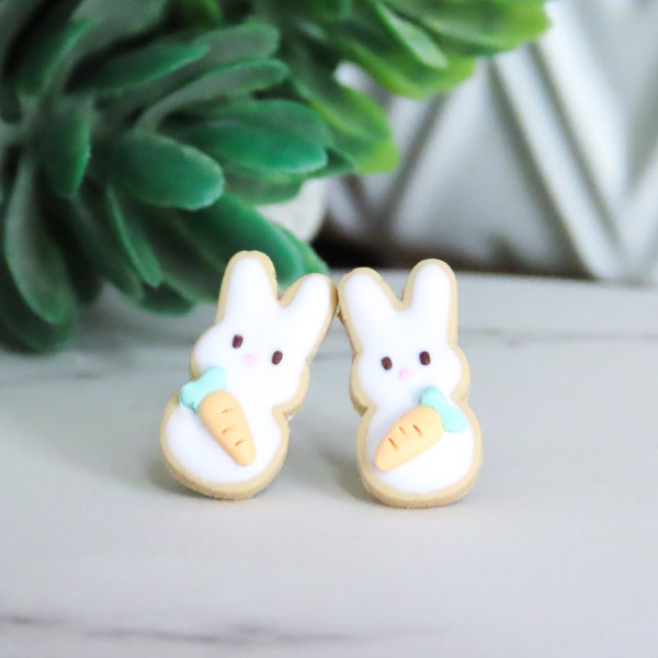 Easter Sugar Cookie Earrings, Bunny and Carrot Earrings, Easter Earrings, Basket Filler, Easter Gift, Spring Holiday Jewelry Earrings