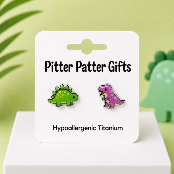 Dinosaur Earrings, Quirky Earrings, Funny Friend Gift, Titanium Posts