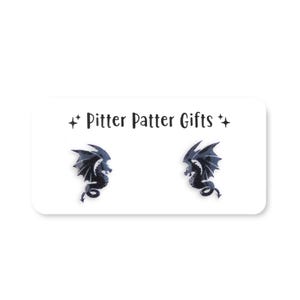 BLACK Dragon Earrings Studs