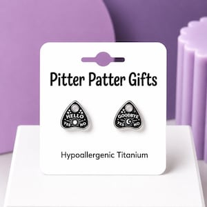 Planchette Earrings, Hypoallergenic Titanium Posts, Witchy Aesthetic, Quirky Earrings, Gothic Jewelry