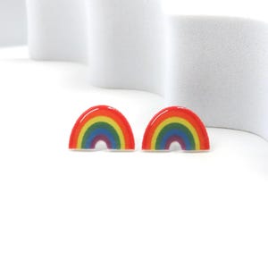 Rainbow Earrings, Titanium Earrings Studs, Rainbow Jewelry