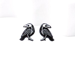 Raven Earrings, Crow Earrings, Gothic Witchy Halloween Earrings, Lightweight Earrings w/Customizable Post Options