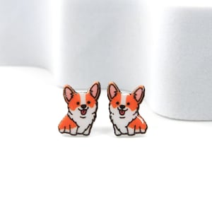 CORGI Dog Earrings, Dog Lover Gift Corgi Mom, Kawaii Cute Earrings