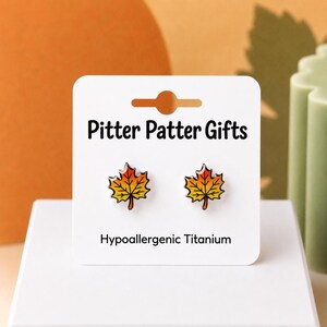 Fall Leaf Earrings, Hypoallergenic Titanium Posts