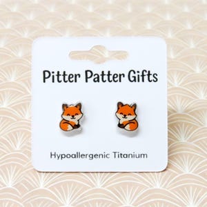 Fox Earrings · Cute Animal Studs · Woodland Jewelry Gift · Hypoallergenic Earrings · Fox Lover Gift · Fall Forest Earrings image 1