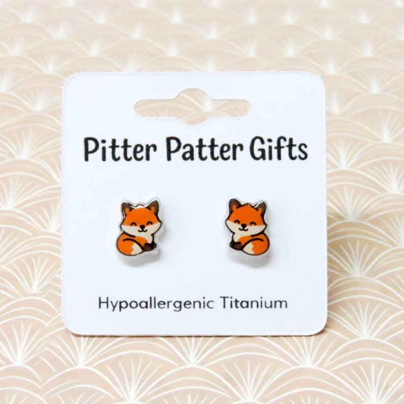 Fox Earrings · Cute Animal Studs · Woodland Jewelry Gift · Hypoallergenic Earrings · Fox Lover Gift · Fall Forest Earrings image 1
