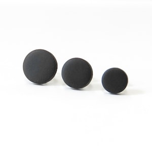 Minimalist Matte Black Studs | Size 7mm, 8mm or 10mm | Simple Black Earrings | Unisex Round Studs for Men + Women | Hypoallergenic Titanium