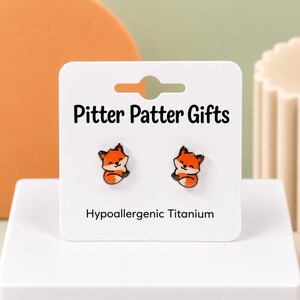 Fox Earrings · Cute Animal Studs · Woodland Jewelry Gift · Hypoallergenic Earrings · Fox Lover Gift · Fall Forest Earrings image 5