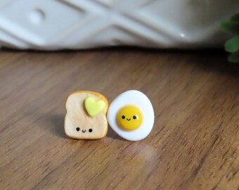 Egg and Toast Earrings | Unique Gifts For Her | Fun Earrings | Funny Gifts | Breakfast Food  Earrings | Titanium for Sensitive Ears