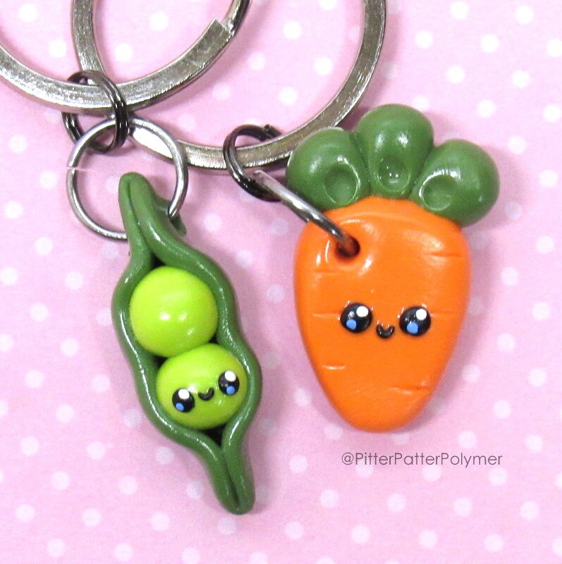 Peas and Carrot Friendship Keychains Best Friends Keychains Etsy