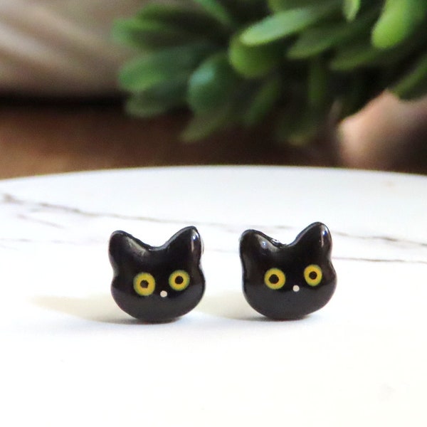 TINY SPOOKY Black Cat Earrings | Witchy Jewelry | Spooky Earrings | Spooky Jewelry