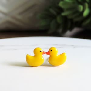 TINY Earrings | Rubber Ducky Earrings | Yellow Duck Earrings | Titanium Earrings | Nickel Free Hypoallergenic | Kawaii Cute