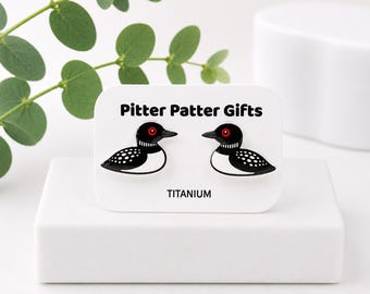 Loon Stud Earrings, Bird Earrings, Titanium Posts, Nature Lover Gift