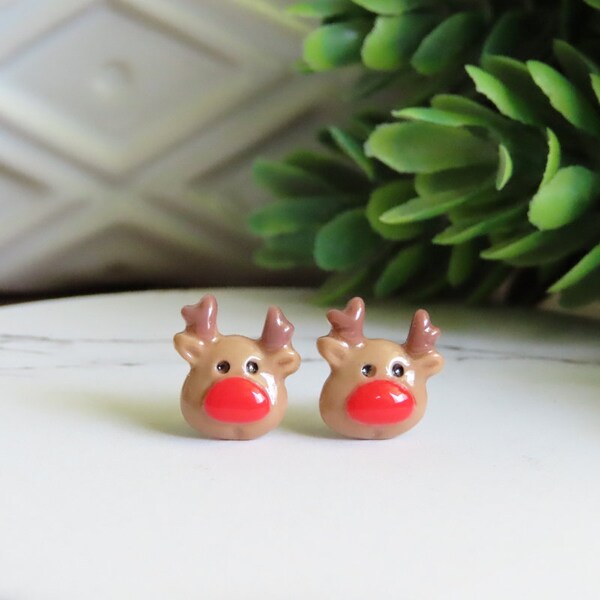 Rudolph the Red Nose Reindeer Earrings in Silver – Chestnut Chic Studio
