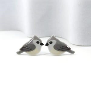 Tufted Titmouse Bird Earrings · Subtle Nature Studs · Lightweight Bird Jewelry ·  · Gift for Backyard Bird Enthusiast
