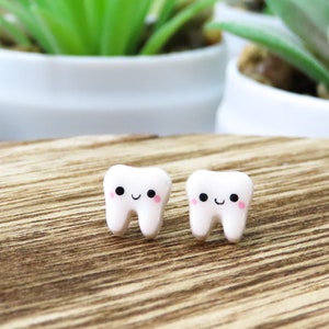 TINY Teeth Earrings, Tooth Earrings, Hygienist Gift, Dental Dentist Gift, Tooth Fairy, Dental Student, Dentist, Dental Grad