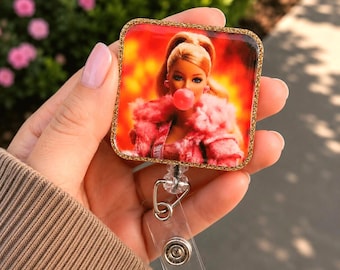 Baddie Doll Badge Reel, Funny Nurse Gift, Doll Meme Face, Work ID Clip