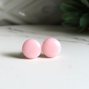 Palest Pink Stud Earrings, Pastel Pink Earrings, Titanium Earrings, Everyday Earrings Studs, 7mm Circle Earrings Studs
