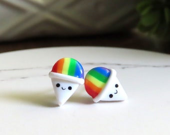 Rainbow Snocone Earrings, Snoball Earrings, Summer Earrings, Snow Cone Earrings, Nickel Free Earrings, Fun Earrings, Cute Earrings