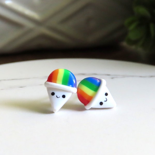 Rainbow Snocone Earrings, Snoball Earrings, Summer Earrings, Snow Cone Earrings, Nickel Free Earrings, Fun Earrings, Cute Earrings
