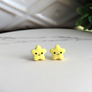 TINY Yellow Star Earrings | Kawaii Star Earrings | Little Star Studs | 6mm Studs | Titanium Earrings | Hypoallergenic Earrings Studs