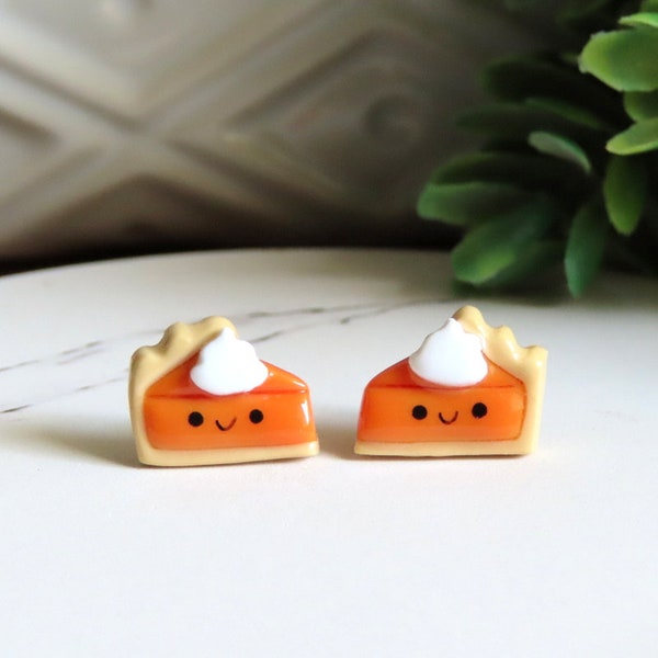 Pumpkin Pie Earrings, Fall Earrings, Cute Earrings, Thanksgiving Earrings, Hypoallergenic, Titanium, Nickel Free, Autumn Earrings