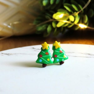 SMALL Christmas Tree Earrings Christmas Stud Earrings Titanium Hypoallergenic Holiday Earrings