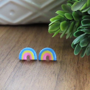 Marshmallow Rainbow Earrings | Food Earrings | Titanium Earrings | Stud Earrings | Cute Earrings