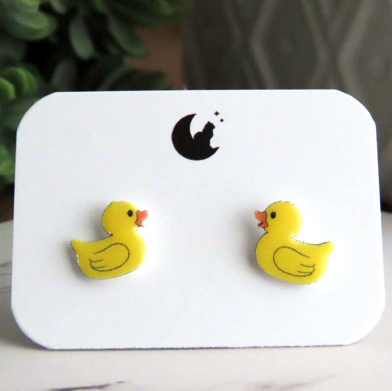 Rubber Duck Hand Painted Wood Stud Earrings ⋆ It's Just So You