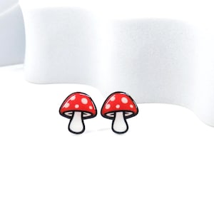 Mushroom Earrings, Customizable post options, Woodland Jewelry, Cottagecore Aesthetic, Nature Lover Gift