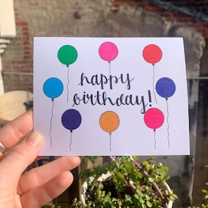 Carte de joyeux anniversaire faite à la main, ensemble de cartes d'anniversaire, carte d'anniversaire stationnaire, carte d'anniversaire de ballon, carte faite à la main, idée de cadeau d'anniversaire Single Card