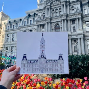 Philadelphia City Hall Print, Philly City Hall Drawing, City Hall Art Print, Philadelphia Wall Art, Philadelphia Art, 8x10 Philly Print