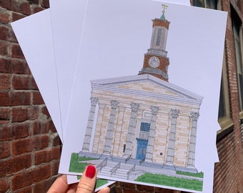 Historic Chester County Courthouse 8x10 Print, West Chester Drawing, Downtown West Chester PA, West Chester Pennsylvania Art, Courthouse Art