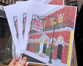 McGillins Olde Ale House Philadelphia, 8x10 Philly Print, Philly Irish Bar, Philly Pub Drawing, Center City Philly Bar