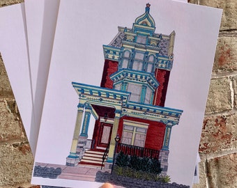 Victorian House Philadelphia Art, West Philly Victorian, West Philly Art, West Philadelphia Print, West Philly Rowhome, Historic House Art