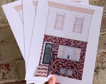 South Philly 8x10 Art Print, South Philadelphia Row Home Print, South Philly Art