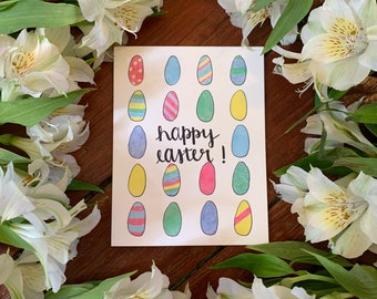 Handmade Happy Easter Card, Blank Easter Card, Easter Egg Card, Easter Card Pack, Easter Card for Kids, Easter Greeting Card Pastel Easter