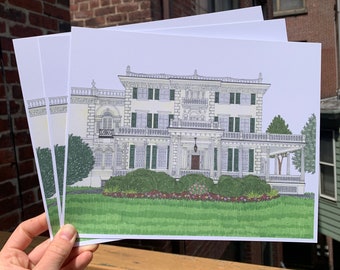 Glen Foerd Mansion Print, Glen Foerd Drawing, Glen Foerd Wedding Venue, Philadelphia Art, Philadelphia Print, 8x10 Print, Philly Wedding Art