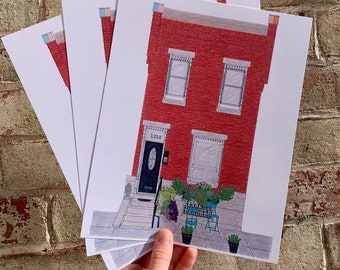 Fairmount Philadelphia Art, 8"x10" Philly Print, Fairmount Print, Fairmount Philadelphia Print, Fairmount Art, Philly Art, Row home Drawing