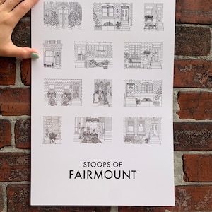 Stoops of Fairmount Posters, 11x17 Fairmount Poster, Fairmount Philadelphia Poster, Philadelphia Art, Fairmount Art, Philly Lover Gift, Art image 1