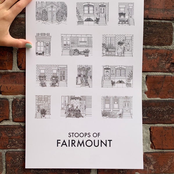 Stoops of Fairmount Posters, 11x17 Fairmount Poster, Fairmount Philadelphia Poster, Philadelphia Art, Fairmount Art, Philly Lover Gift, Art