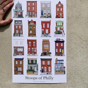 Stoops of Philly Posters, 11x17 Philly Poster, Philadelphia House Poster, Philly Art, Souvenir, Philly Print, Philly Home Decor, Philly Gift image 1