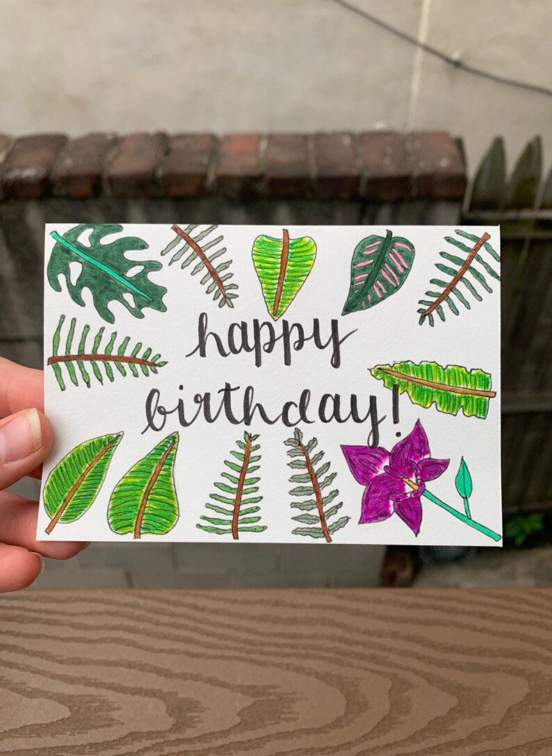 handmade happy birthday card tropical birthday card nature