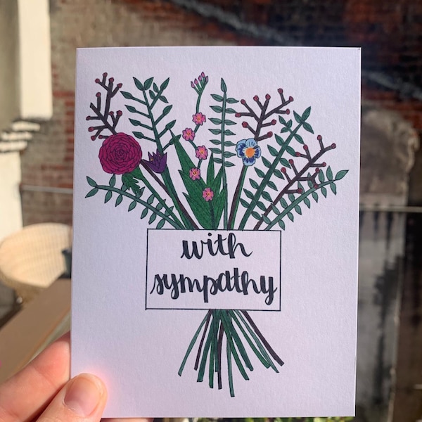Handmade Sympathy Card, Sympathy Card Stationary, Flower Card, Sympathy Card Pack, Floral Sympathy Card, Floral Card, Flower Bouquet Card